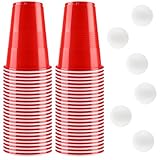 Bierpong Becher Set, Beer Pong Becher Enthält 6 Tischtennisbälle und 50...