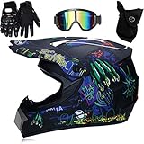 Sarari Professionelle Racing Motocross Helm, 4 Pack Helmbrille Handschuhe...