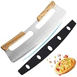 Pizza Wiegemesser, Pizzaschneider Wiegemesser aus Edelstahl 35cm mit...