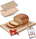FEINHOLZ Brotschneidebrett mit Krümelfach aus Buchenholz 40cm x 25cm Made...
