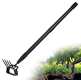 Gartenhacke, 157cm 2-in-1 Steigbügelhacke Gartenwerkzeuge mit 4-Zahn...