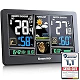 Newentor Wetterstation Funk mit Außensensor - Funkwetterstation mit...