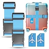 Jerylota 2-Stück Blau Koffergurt Kofferband Gurt Gepäckgurt Luggage Strap...