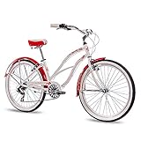 CHRISSON 26 Zoll Beachcruiser Sandy Weiss rot mit 6 Gang Shimano Tourney...