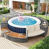 Merax Whirlpool Umrandung mit Stauraum und Sitz, Rund Spa Schwimmbecken...
