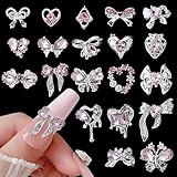 Luxus Rosa Diamant Nagel Charms 3D Butterfly Nail Art Charms Bow Nail...