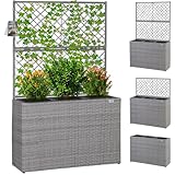 Casaria® Blumenkasten Rankgitter 3 Innentöpfe Polyrattangeflecht...