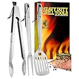 Mountain Grillers Grill Zubehör Set 3er-Pack Langlebiges Edelstahl...