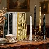 ePicsoa 16 Stück Tropffreie Spitzkerzen 20 cm Lang - Weiß Schwarz Gold...