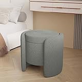 KJULKJKHJ Moderner Boucle-Schminkhocker mit Stauraum, Sherpa-Polsterbank,...