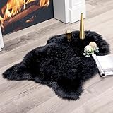 JXLOULAN Faux Lammfell Schaffell Teppich Schwarz 40x60 cm, Weicher...