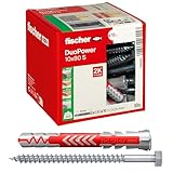 fischer DuoPower 10 x 80 S, Universaldübel mit Sicherheitsschraube,...