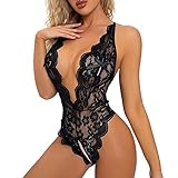 KOEMCY Sexy Body Dessous Damen Babydoll Body Damen Sexy Spitze Unterwäsche...