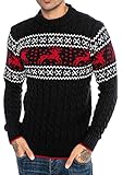 Red Bridge Herren Strickpullover Norweger Pullover Slim-Fit Plait Reindeer...