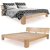 SANZARO Holzbett 140 x 200 cm - Massivholz Bett Kiefer Doppelbett...