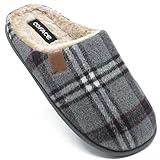 COFACE Grau Herren Rückstellschaum hausschuhe, warme plaid Pantoffeln für...