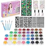 Glitzer Tattoo Set für Mädchen & Erwachsene - 42 Farben Temporäre...