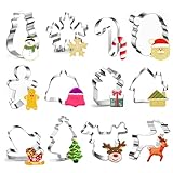 Ausstechformen Weihnachten Set, 12 Stück Plätzchen Ausstecher, mit...