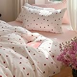 Lanqinglv Bettwäsche 135x200 Mädchen Weiß Rosa Rot Herzen Kinder...