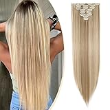 S-noilite Clip In Extensions Haarverlängerung Glatt 8 Teiliges SET 18...