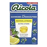 Ricola EXTRA STARK Menthol-Zitrone, Schweizer Hustenbonbon, 1 x 50g Böxli,...