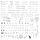 COLOFALLA 3 Blätter 130+pcs Temporäre Tattoos 2 Wochen Schriftzug auf...