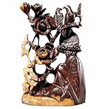 SOBOLON Büro-Regal-Dekoration, Holzschnitzerei, Blume und Mond, Ornament,...