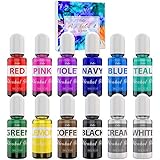 Alcohol Ink Set - 12 Farben x 10ml Alkohol Tinte zur Epoxidharz, Malerei,...