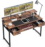 ODK Schreibtisch mit Stoff Schubladen, 120x48x87cm Computertisch mit...