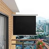 Balkon Seitenmarkise Multifunktional 150x200 cm schwarz mit Gesamtgröße...