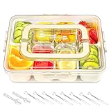 EOPUOZS Snackbox mit 8 Fächern, Snackteller mit Deckel und Griff, Tragbar...