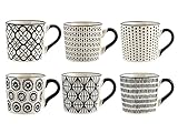 H&H 6er-Set Teetassen, Vhera, Mehrzweck, Stoneware, verschiedene Dekore,...