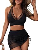 Zixrmor Bikini Damen Set Sexy Badeanzug 2-teilig mit Kurzer Rock-Bikini &...