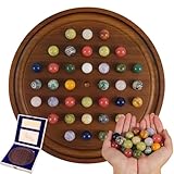 Solitär-Spiel mit natürlichen Kristallsteinstücken und Massivholzbrett...