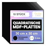 Creative Deco 10 x Schwarze Quadratische MDF Platten | 300 x 300 x 3 mm |...