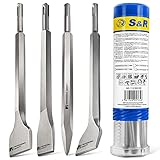 S&R Bohrhammer Meißel-Set SDS-plus, 4-teilig, robust und hitzegehärtet...