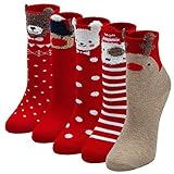 LOFIR Weihnachtssocken Kinder Mädchen Socken Tiere Muster Strümpfe Bunte...