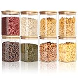 FoiiLiio 500ML Vorratsdosen Glas 8er Set Vorratsgläser mit Deckel Eckig...