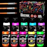Fantastory Fluoreszierende Farbe Leuchtfarbe 10x60ml mit 3 Pinseln,...