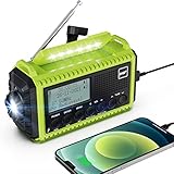 Kurbelradio DAB/UKW mit Akku 5000mAh, Tragbare Solar Radio mit LED...