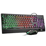 Rii Gaming Tastatur und Maus Set, Maus und Tastatur, RGB...