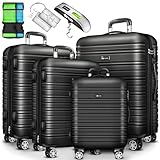 tillvex® Reisekoffer Set 4 tlg mit Gepäckwaage, Koffergurte und...