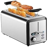 Toaster Langschlitz | 4 Scheiben Toastautomat | XXL | 1500 Watt | 6-Stufen...