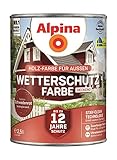 Alpina Holz-Wetterschutz-Farben – Schwedenrot, deckend – bis zu 12...