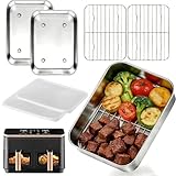 2 StüCk Edelstahl Auflaufform Ofenblech, Airfryer, BräTer mit Abtropfsieb...