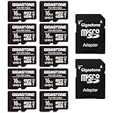 Gigastone 16GB MicroSDHC Speicherkarte 10er-Pack + SD Adapter, für...