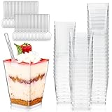 Zeawavsl 50 Stück Desserttasse mit 50 Stück Löffeln, 5OZ/160ML Plastik...