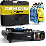 Magnum® Gaskocher inkl. 8 Gaskartuschen - 1-flammiger Campingkocher mit...