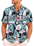 Meilicloth Hawaii Hemd Männer Funky Hawaiihemd Herren Kurzarm Flamingos...