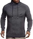 Leif Nelson Herren Strickpullover Schwarz mit Schalkragen/Hochwertiger...